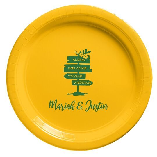 Aloha Welcome To Our Wedding Paper Plates